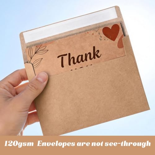 30 Pack A4 Blank Cards with Envelopes, 4x6 Kraft Folded Cardstock and Matching Self-Seal Envelopes, Printable Thank You Greeting Cards, for DIY, Custom Printing, Wedding, Birthday & All Occasions - color: Kraft, size: 30 Pack A4 Cards and Envelopes (4.72x