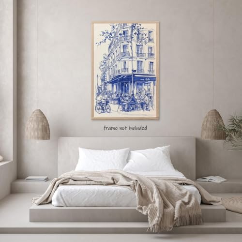 Fashion French Cafe Watercolor Paris Cityscape Canvas Wall Art Trendy Blue Modern Paris Street Scene Aesthetic Poster Prints For Bedroom Living Room Home Apartment Unframed8x10inch - color: style-2-Unframed, size: 10"L x 8"W