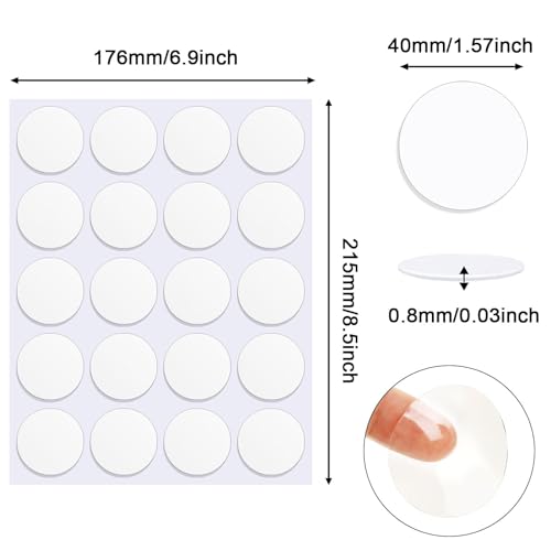 JANYUN 140 Pcs Sticky Dots ,40mm Putty Clear Double Sided Tape for Crafts - size: 1.57" Round