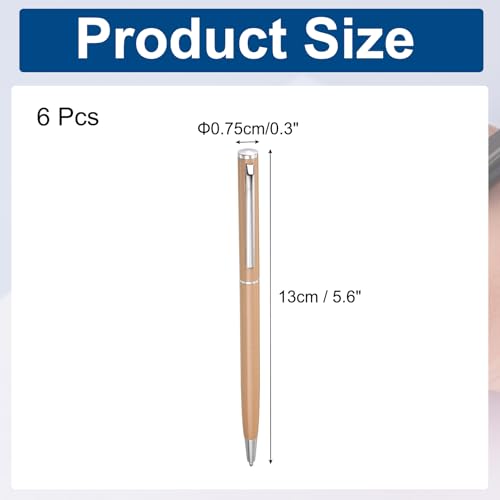 PATIKIL Slim Metallic Ballpoint Pen, 6Pcs Black Ink 1mm Medium Point Pen Retractable Lightweight Smooth Writing Pens with Metal Clips for Business Office Wedding Guest Book, Gold Tone - color: Gold Tone