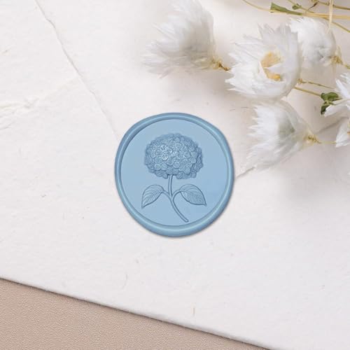 UNIQOOO Wax Seal Stickers - 3D Hydrangea Floral Wedding Invitation Envelope Seal Stickers, 50 Pcs Self- Adhesive Botanical Stickers, Perfect for Invitation, Christmas, Gift Wrapping (Dusty Blue) - color: Dusty Blue