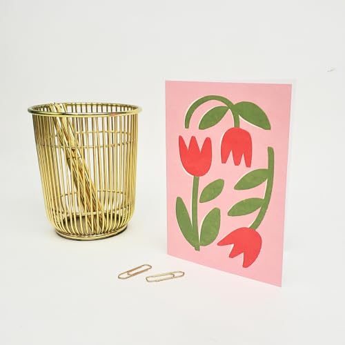 Lady Jayne Note Cards Set of 12 Boxed Embossed Cards with Gold Foil-Lined Envelopes, 3.5" x 5", Oversized Red Tulips - color: Tulips