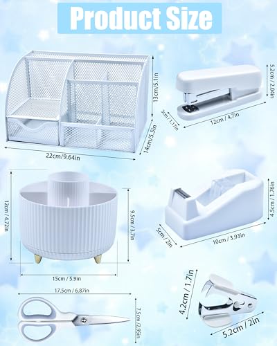 LXEVIHK White Desk Accessories 21-Piece Office Supplies Gift Set - color: white