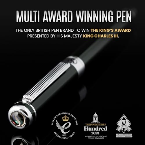 Scriveiner Black Green Fountain Pen - Stunning Luxury Pen with Chrome Finish, Schmidt Nib (Fine), Best Pen Gift Set for Men & Women, Professional, Executive, Office, Nice Pens - color: 13. Very Dark Black Green with Chrome, style: Fine Nib