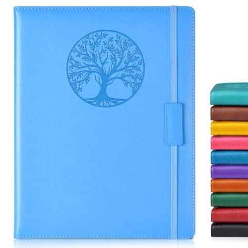 Biuwory Leather Journal Notebook, 256 Thick Lined Pages, Hardcover 8.6"×11" | A4 Large Vintage Journal for Women Men,Work,School,Business,Travel Diary,Note taking,College Ruled Writing,Daily Journaling - color: Light blue, size: Lined-256 Pages (8.6"×11")