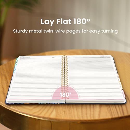 Taja Cute Large Spiral Lined Notebook for Work with 5 Removable Dividers - color: O-Nocturne Garden