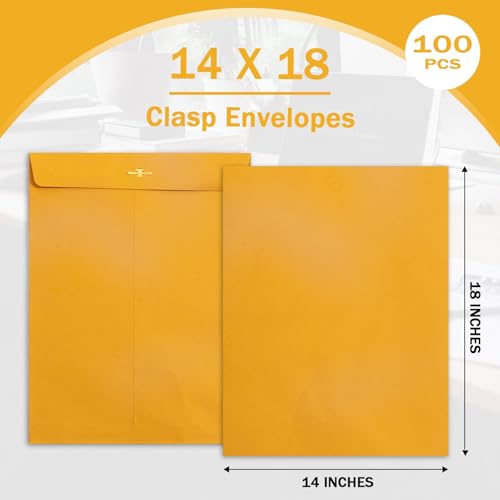Goefun 100 Pack 14x18 inch Clasp Envelopes - size: 14x18