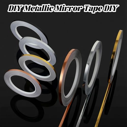 8 Rolls Metallic Washi Tape,Washi Tape Metallic for Crafts Gift Wrapping Home Party Decorations, Black, Gold, Sliver, Rose Gold