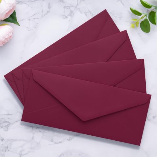 PONATIA 50 Pack #10 Business Envelopes, Burgundy 4.13 x 9.49'' Envelopes - color: Burgundy