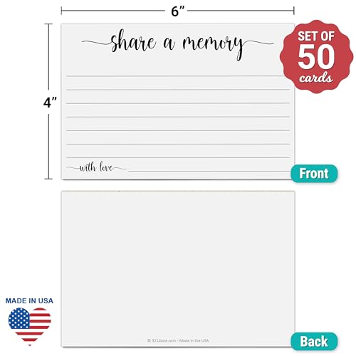 321Done Share a Memory Cards for Celebration of Life, 4x6, Set of 50, White - color: White
