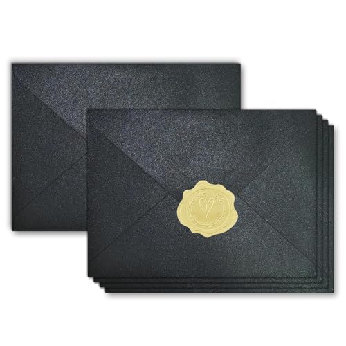 100 Pack Mini Pearl Black Envelopes, 4 x 2.75" Shimmer Gift Card Envelopes, Gift Card Holder, Small Business Card Envelopes for Invitations, Wedding, Birthday Party, Baby Shower - color: Black, size: MINI