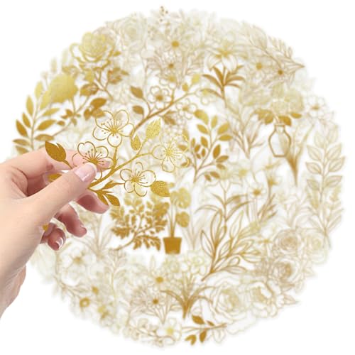 50PCS Golden Plants Stickers for Gold Plant Stickers for Water Bottles Laptop Luggage Cup Phone Case Computer Skateboard Refrigerator Girls Decals for Kids Teens Adults (Colourful-5) - color: Colourful-5