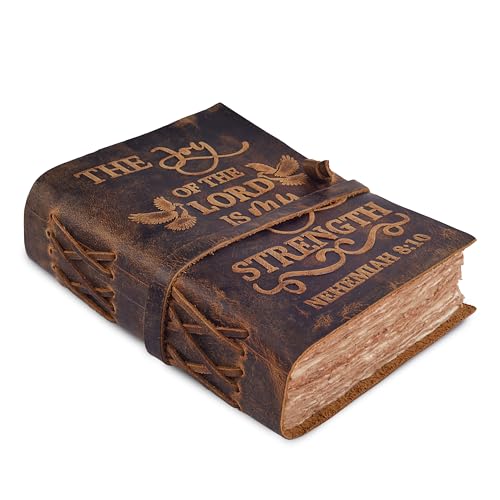 LEATHER VILLAGE Prayer Journal For Women Joy Verse, Distressed Brown 7x5. - color: Distressed Brown