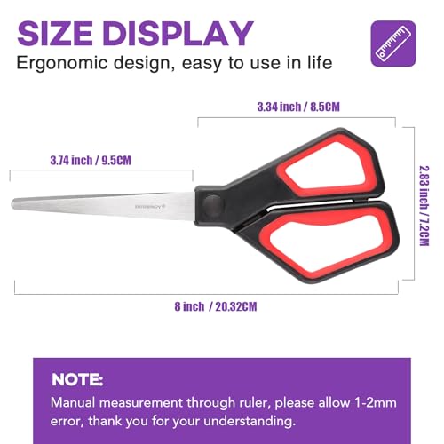 BURVAGY 18 Pack 8" Scissors All Purpose, Heavy Duty Scissors for Office - color: 18pack