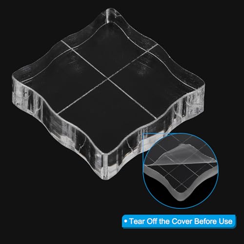 PATIKIL Acrylic Stamp Block, 5 Pack Stamping Block Square Shape with Grid Lines Decorative Mounting Blocks Set for Scrapbooking DIY Crafts Cards Making, 1" x 1" - size: 1" x 1"