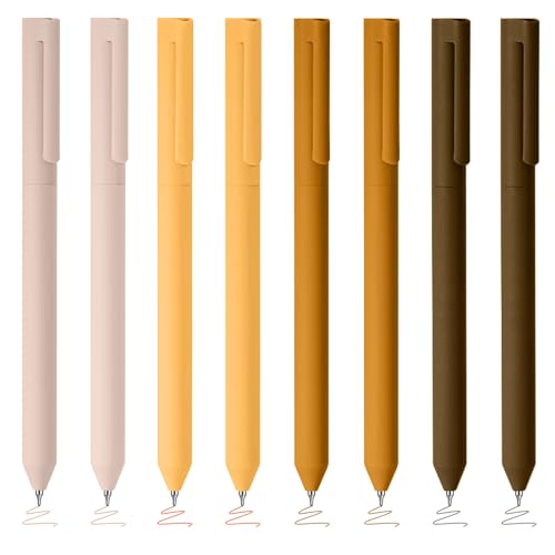 BAYTORY 8Pcs Colored Gel Pens, 0.5mm Rotatable Fine Point Pen (Khaki) - color: Khaki