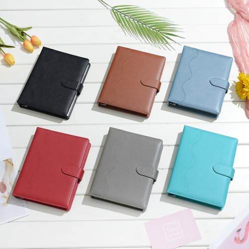 WASON A5 Binder PU Leather Journal Ring Portfolio Lined Notebook Refillable Paper Diary with Removable Clipboard Writing Notepad for Travel Business School Agenda Organizer (Black) - color: Black