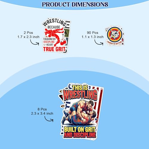 100 PCS Wrestling Stickers Pack, Grappling Fighting Cute Decorate - color: Wrestling