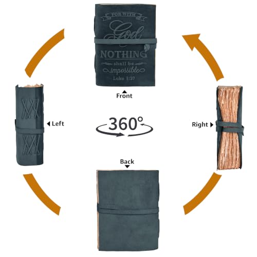 LEATHER VILLAGE Catholic Journal Nothing Impossible Verse, Navy Blue 13x8. - color: Blue, size: 13 inches X 8 inches