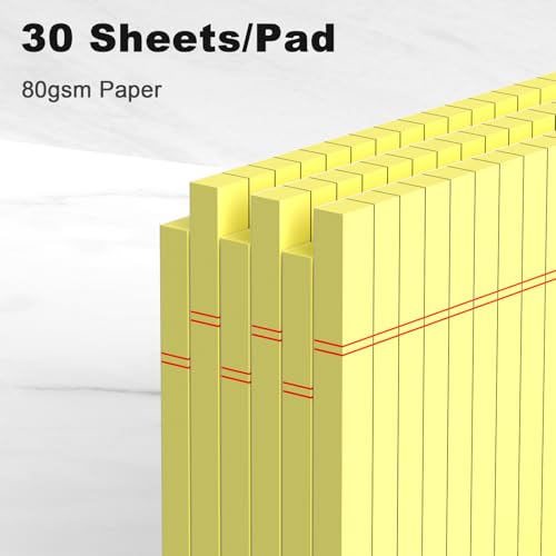 AILZFEI 6pcs Small Note Pad 5x8 College Ruled Legal Pads Paper Notepads 6 Pack Study Back Writing Pads 5 x 8 Legal Pads Perforated Narrow Ruled Pads of Paper Yellow - color: Yellow