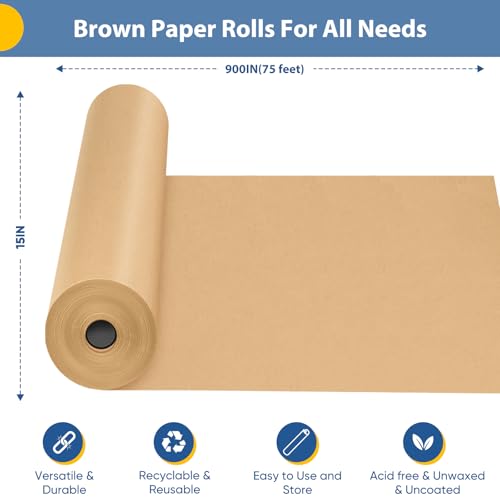 Brown Wrapping Paper, 15"x900" Craft Bulletin Board Decorative Paper Roll - color: Brown, size: 15 x 900 Inch