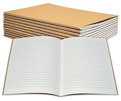 Better Office Products Kraft Notebooks Lined Paper, 12 Pack, 8.3 in x 5.5 in, A5 Size, 60 Lined Ivory Pages, 80 gsm, Soft Cover Composition Notebooks, Stitched Spines, Kraft Travel Journals - style: 12 Pack