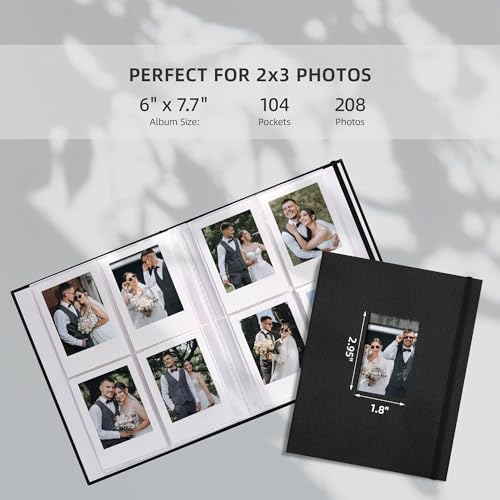 Vienrose Mini Polaroid Photo Album 208 Photos 2x3 Inch Black 1 PACK - color: Black, size: 1 PACK