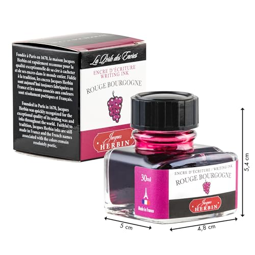 Herbin Fountain Pen Ink - 30ml Bottled - Rouge Bourgogne - color: Burgundy, style: Bottle (30 ml)