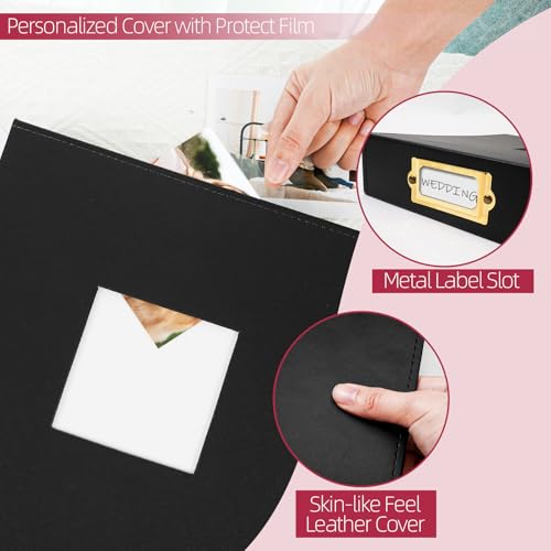 Vienrose 12x12 In 3 Ring Scrapbook Photo Album Leather Black 100 Pages | Diy Photo Album With 50 Plastic Sleeves, Blank Scrapbooks, Photobook, Wedding Baby Family Anniversary - color: Black, size: 12" x 12" 50 Sheets