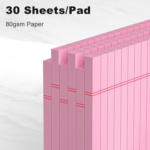 AILZFEI 6pcs Small Note Pad 5x8 College Ruled Pink Legal Pads Paper Notepads 6 Pack Study Back Writing Pads 5 x 8 Legal Pads Perforated Narrow Ruled Pads of Paper Pink - color: Pink
