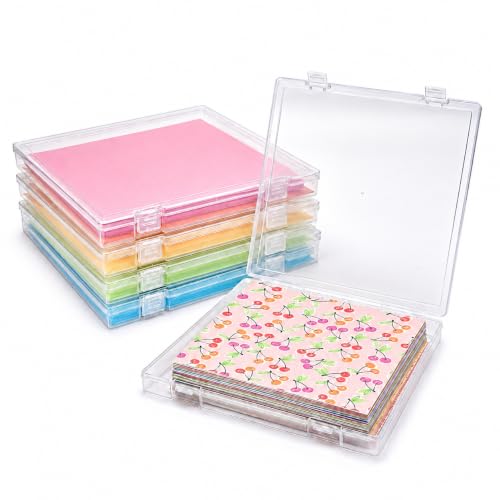 12"x12" Scrapbook Paper Storage, 4 Pack Stackable Paper Organizer Case