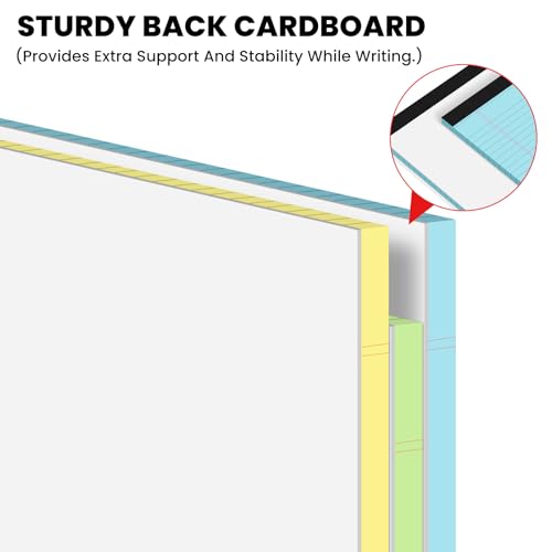 3pcs Legal Pads 8.5 x 11, Color Notepads 8.5 x 11 In, Perforate Wide Ruled - color: Yellow/Green/Blue