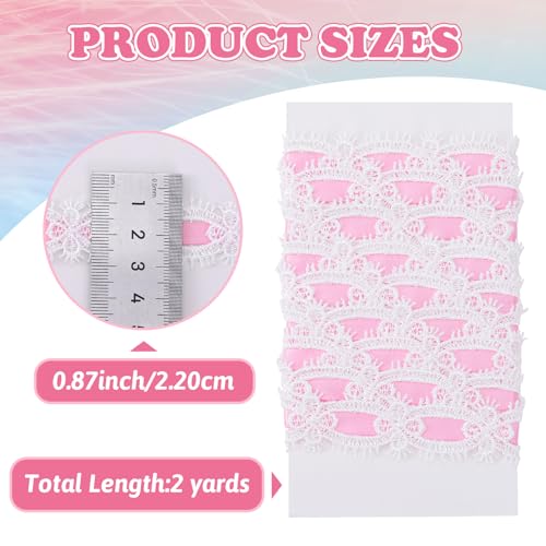 2 Yards Flower Lace Trim, Floral Lace Sewing Ribbon, Hollow Crocheted Decorating Embellishments for Bouquet Wrapping DIY Hair Clip Weddings Party Christmas Decoration- Pink - color: Pink-B style