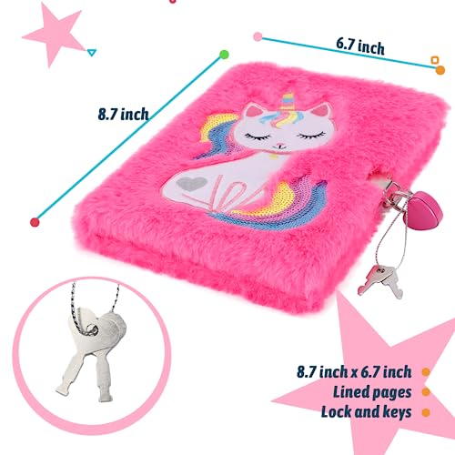 SuperStyle Lockable Cat Secret Diary, Journal Notebook for Girls Ages 6-8 - color: Multicolor
