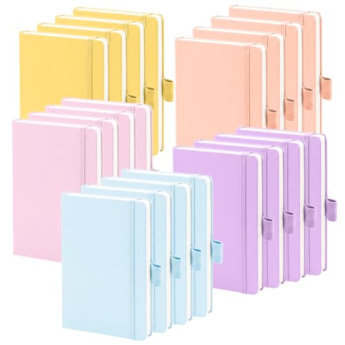 Laumoi 20 Pack Pocket Notebook Journals 3.7" x 5.7" Hardcover Small Mini Pocket Notebooks with Pen Holder A6 Lined Journal with 100 GSM Paper (Lavender, Pink, Pale Orange, Yellow, Sky Blue) - color: Lavender, Pink, Pale Orange, Yellow, Sky Blue