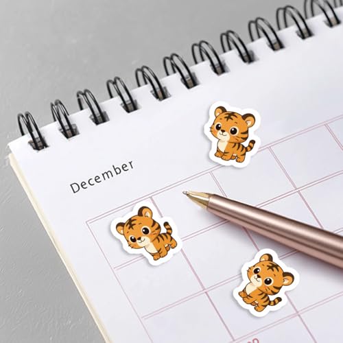 AHANDMAKER 180 Pieces Self-Adhesive Cartoon Tiger Stickers, 9 Styles Cute Tiger Decal Stickers 1 Inch Cartoon Decals for Album Arts Planner Calendar Scrapbooking Crafting Bag Decor - style: Cartoon Tiger
