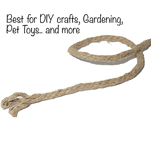 100% Organic Hemp Twine Rope (25ft x 1/4 in.), 6mm Thick Cord, Natural String, Heavy Duty Outdoor Twine, Jute Rope, Plant String, Twine for Crafts and Gardening - size: 25ft x 1/4 in.