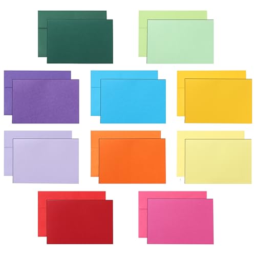Silunkia 100 Packs 10 Assorted Colors Blank Flat Cards and Envelopes 4 x 6 - color: Multicolor, size: 4x6-100pcs