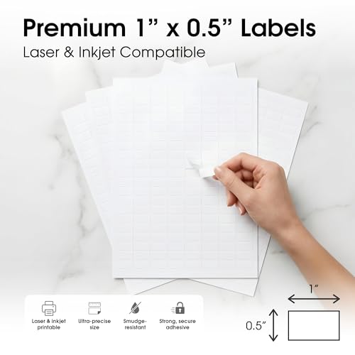 1" X 0.5" Matte White Printable Barcode Labels (30 Sheets, 4800 Stickers) - size: 1" X 1/2"