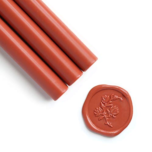 UNIQOOO Mailable Glue Gun Sealing Wax Sticks for Wax Stamp - Terra Cotta Orange, Fall Color Palette for Autumn Wedding Invitation, Cards Envelope, Snail Mail, Craft Project, Gift Idea, Pack of 8 - color: Terra Cotta