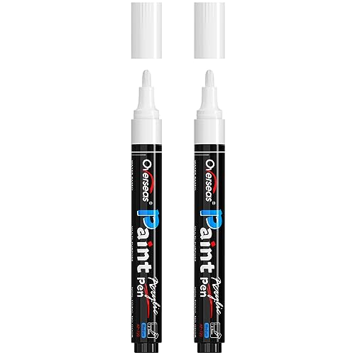Overseas 2 Pack White Acrylic Paint Pens Permanent Markers, Medium Tip - color: White