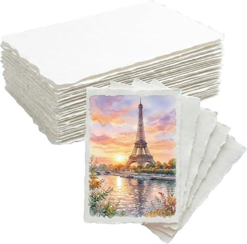 ANSSDO 100 Sheets Deckled Edge Watercolor Paper 2 x 3.5 inch - size: 2 x 3.5