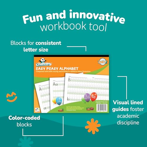 Channie's Easy Peasy Alphabet Tracing Book for Kids Ages 3-5, Pre K & Kindergarten Writing Workbook for Handwriting & Tracing, Effective Alphabet Practice With Color-Coded Blocks - style: Easy Peasy Alphabet Handwriting Preschool Workbook