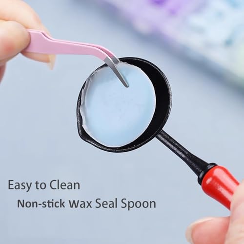 Electric Wax Seal Warmer and Spoon Kit with 80ml Spoon, Non-Stick Sealing Wax Spoon for Fast Melting Beads and Sticks - Sealing Melting Furnace Set for Stamp Seals Craft, White