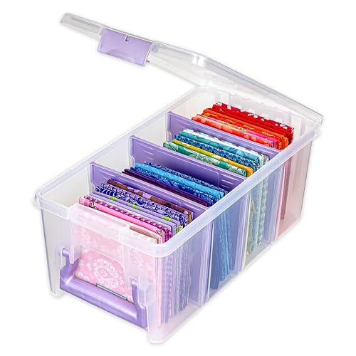 ArtBin Semi Satchel Portable Craft Organizer with 3 Dividers - Clear Plastic Storage Case for Art & Craft Supplies | 3 Removable Dividers, 15.2 x 8 x 6.2 Inches, Secure Latches, Carry Handle, Clear Durable Polypropylene - color: Purple, size: Pack of 1