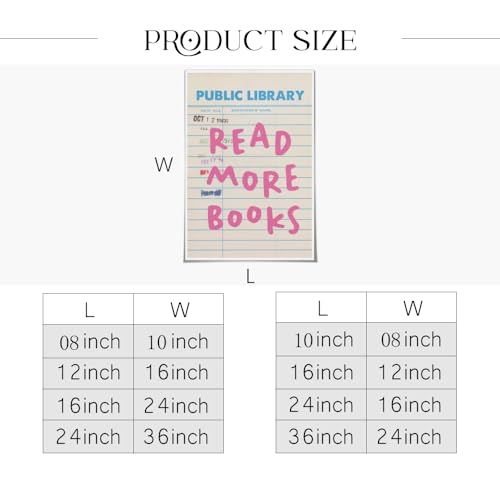 Vintage Preppy Public Library Canvas Wall Art Read More Books Poster Trendy Minimalism Girly Pink Blue Library Card For Girls Book Lovers Bookish Classroom Book Reading Nook Decor Unframed12x16inch - color: style-5-Unframed, size: 16"L x 12"W