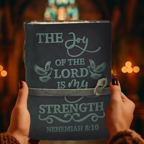 LEATHER VILLAGE Bible Study Journal Joy Verse, Turquoise 7x5. - color: Turquoise