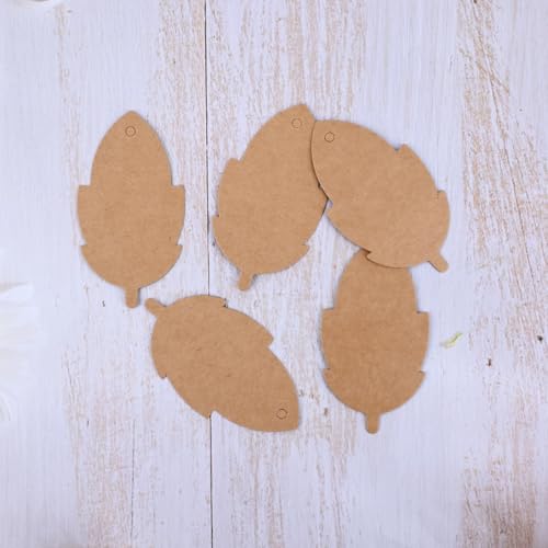 MAFELOE Kraft Paper Craft Leaf-Shape Tags, 100 Pieces