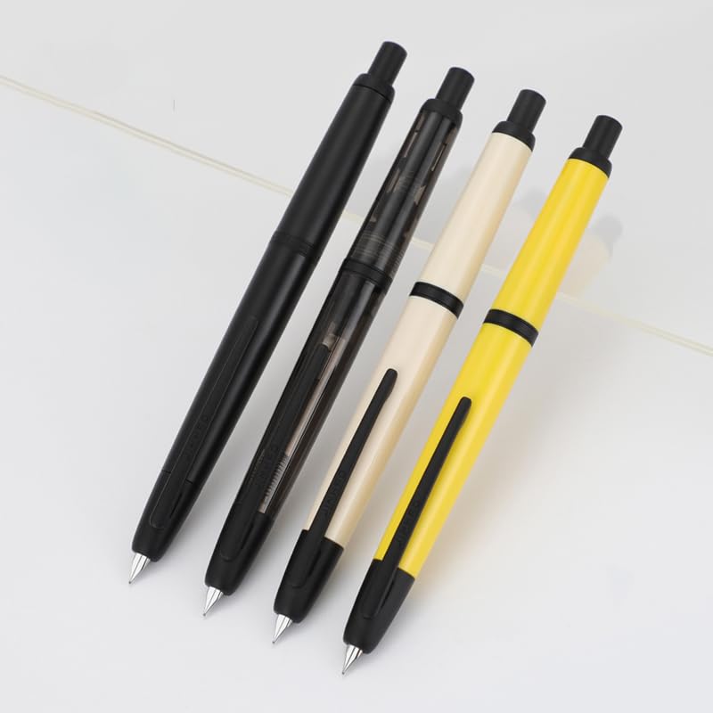 Jinhao 20 Press Fountain Pen, Matte Black Retractable Medium Nib with Ink Converter Set (Black Clip) - color: Matte Black (Black Clip), style: Medium