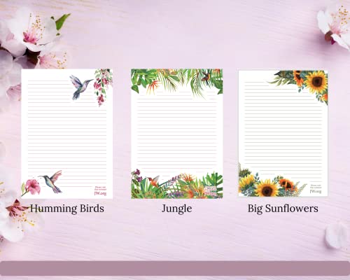 JW Letter Writing A4 Pad Stationery Paper Lined Gift Notepad Writing Sheets (Big Sunflowers) - color: Big Sunflowers